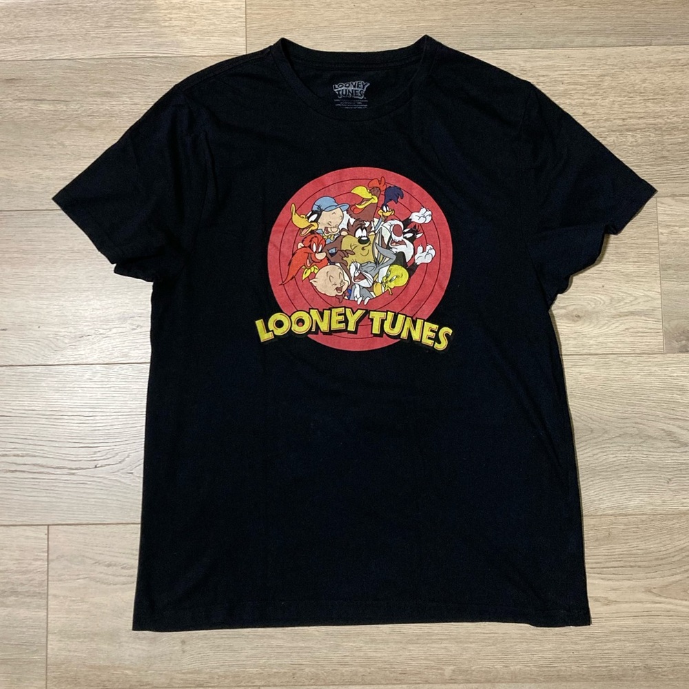 Warner Bros. Black Tee with Multicolor Looney Tunes Graphic